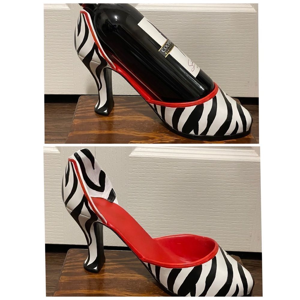 Evergreen Zebra Print Wine Bottle Holder Black White Red